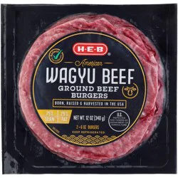 H-E-B American Style Wagyu Ground Beef Burger Patties, 75% Lean