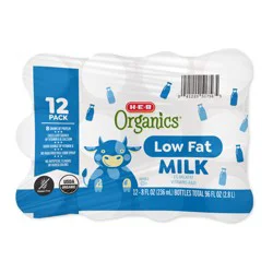 H-E-B Organics Low Fat 1% Milk 12 pk Bottles