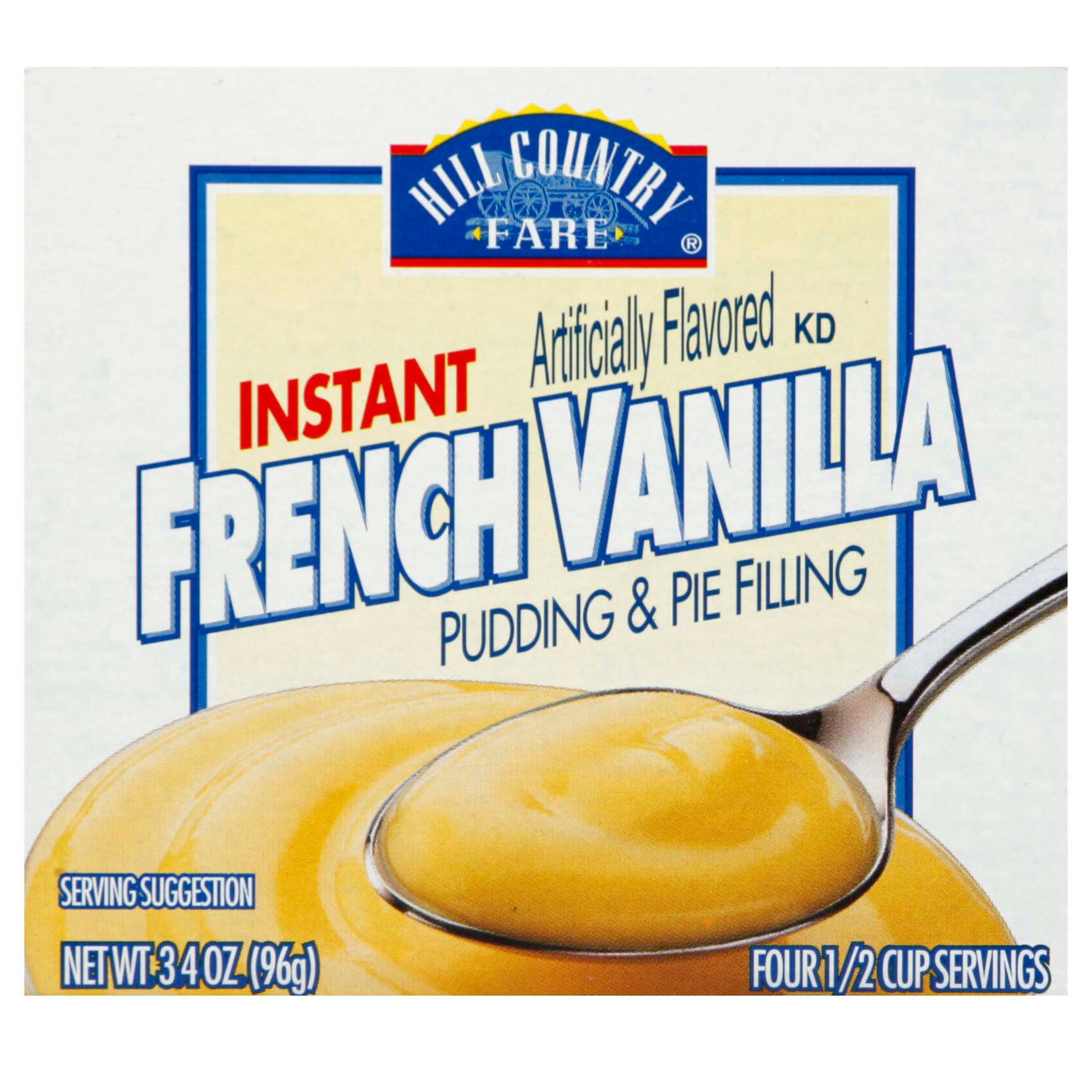 slide 1 of 1, Hill Country Fare Instant French Vanilla Pudding Mix, 3.4 oz