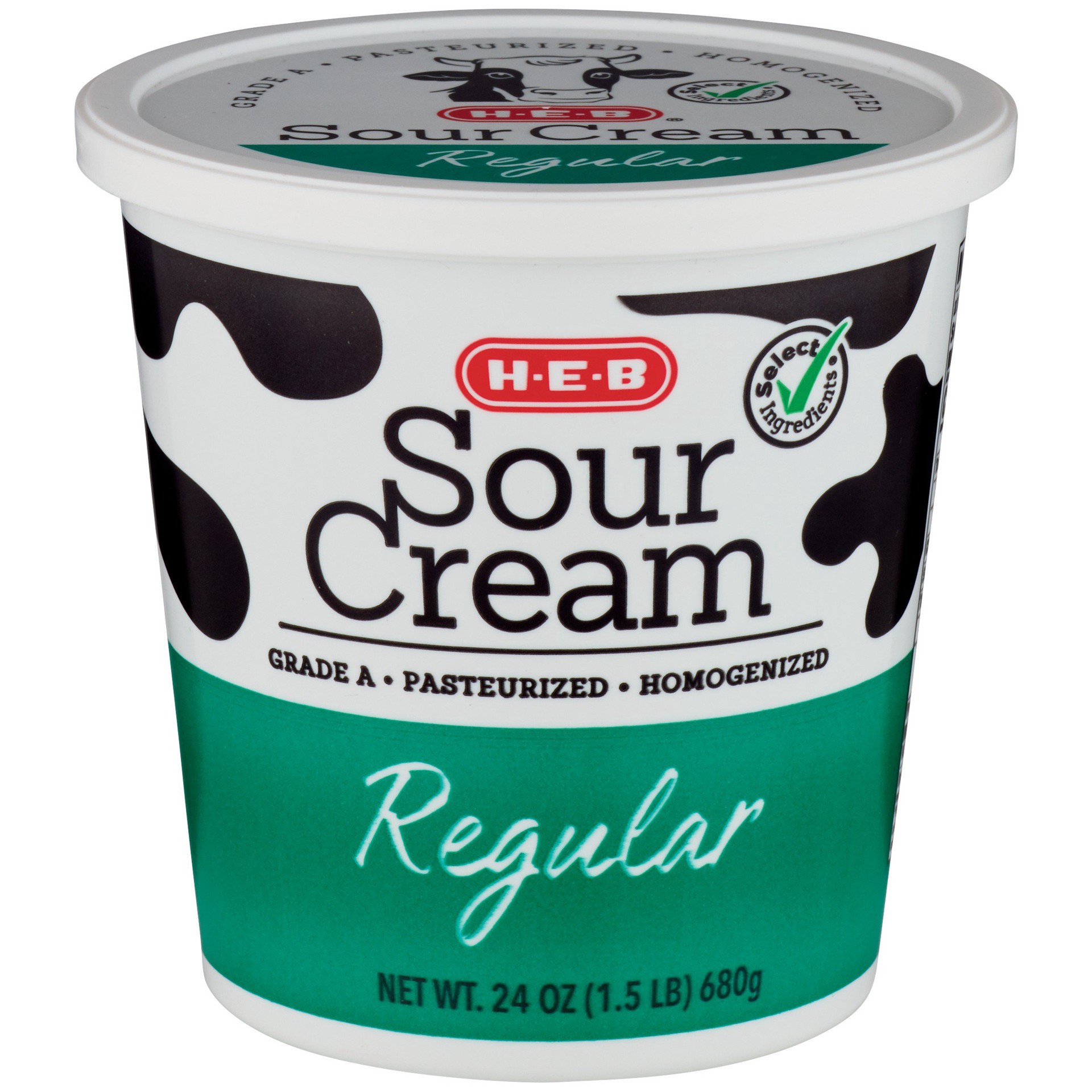 slide 1 of 1, H-E-B Regular Sour Cream, 24 oz