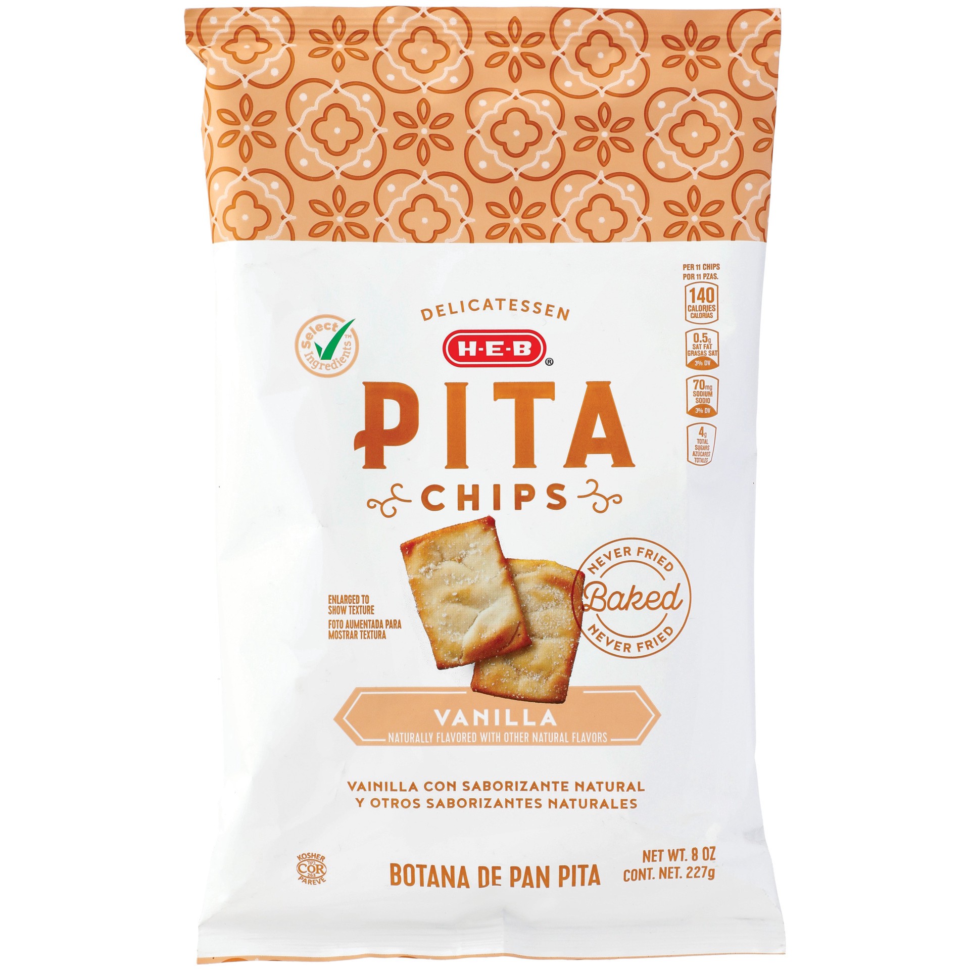 slide 1 of 1, H-E-B Vanilla Pita Chips, 8 oz