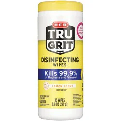 H-E-B Tru Grit Disinfecting Wipes - Lemon Scent