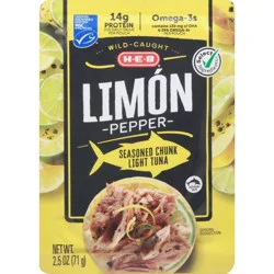 H-E-B Wild Caught Seasoned Chunk Light Tuna Pouch - Limón Pepper
