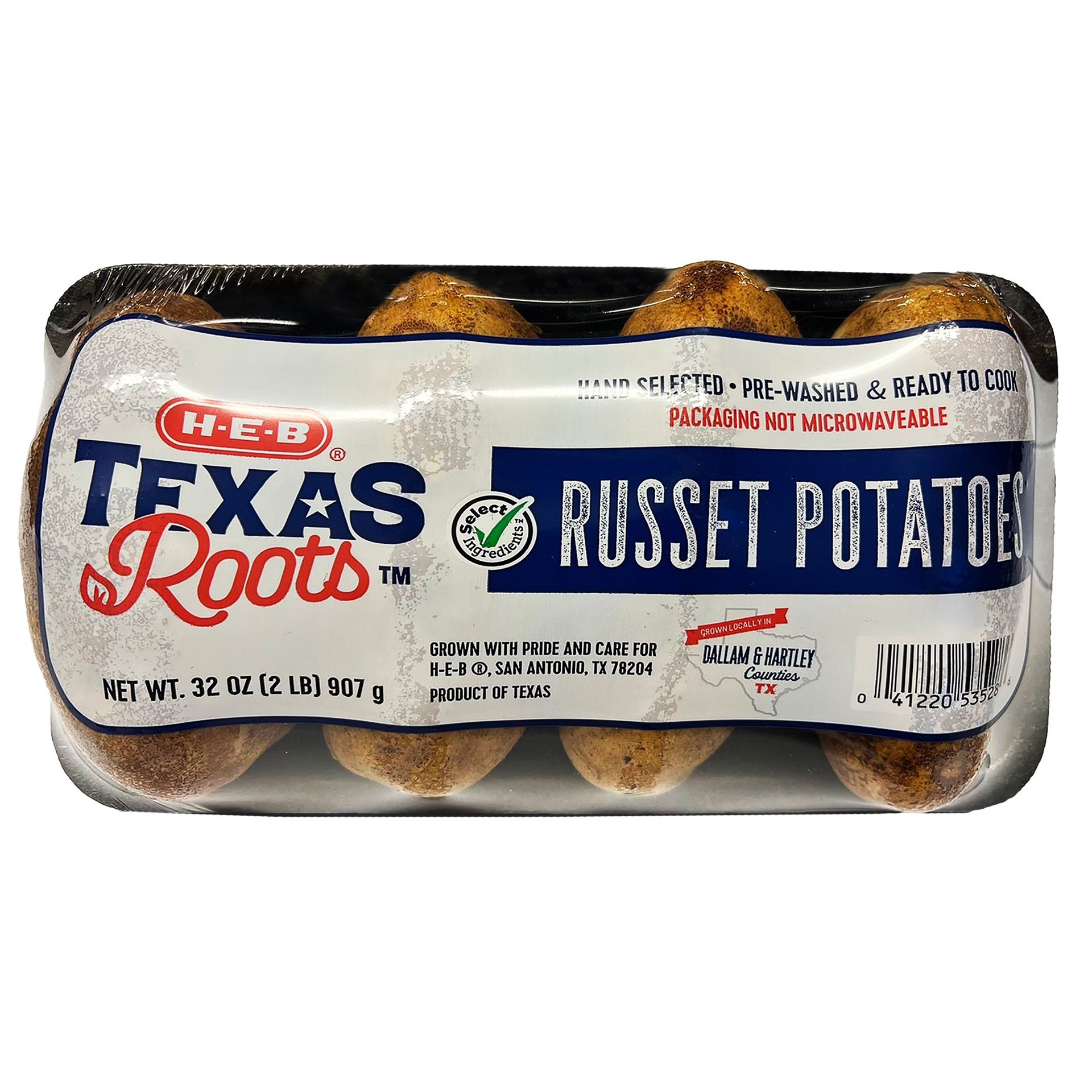 slide 1 of 1, H-E-B Texas Roots Fresh Russet Potatoes, 4 ct