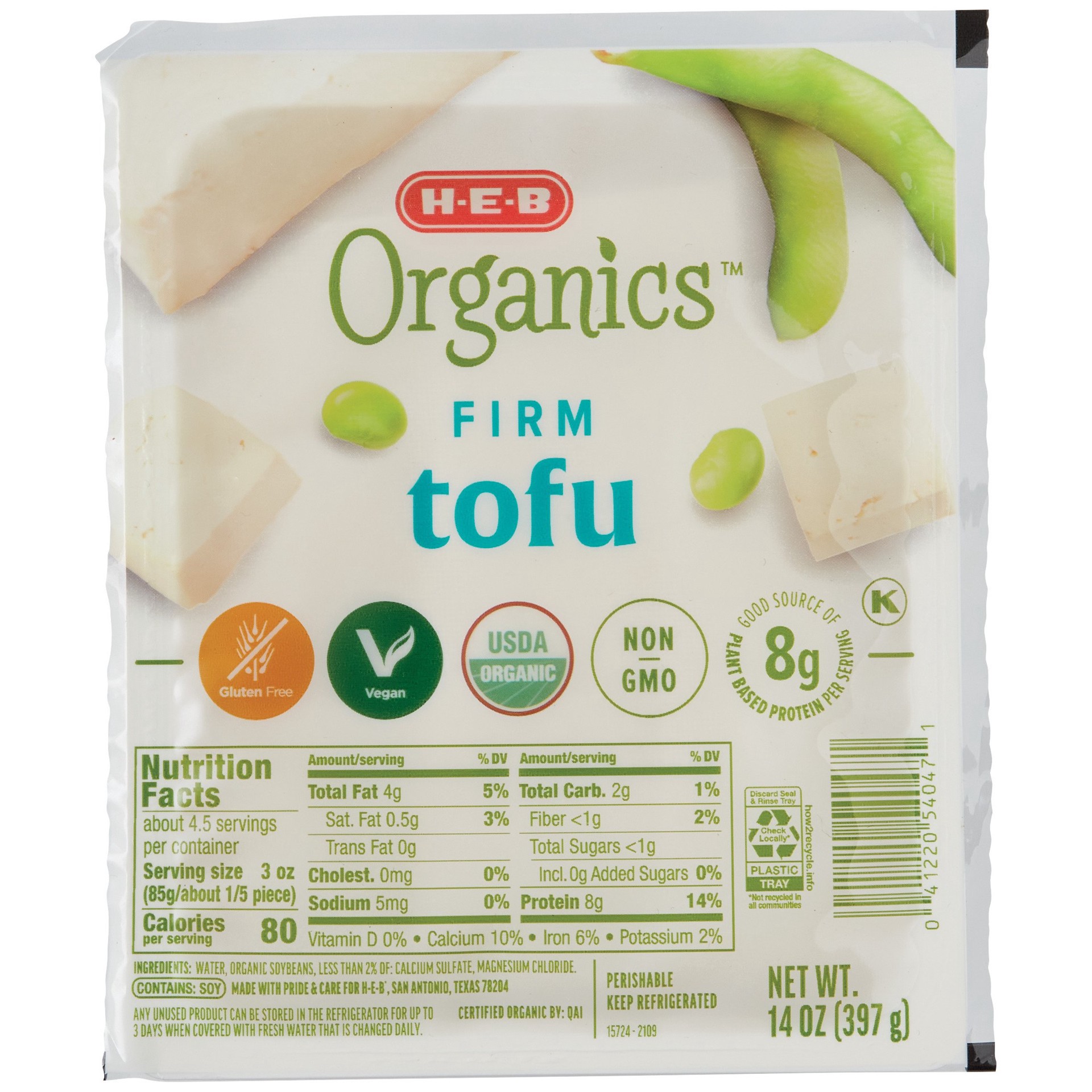 slide 1 of 1, H-E-B Organics Firm Tofu, 14 oz