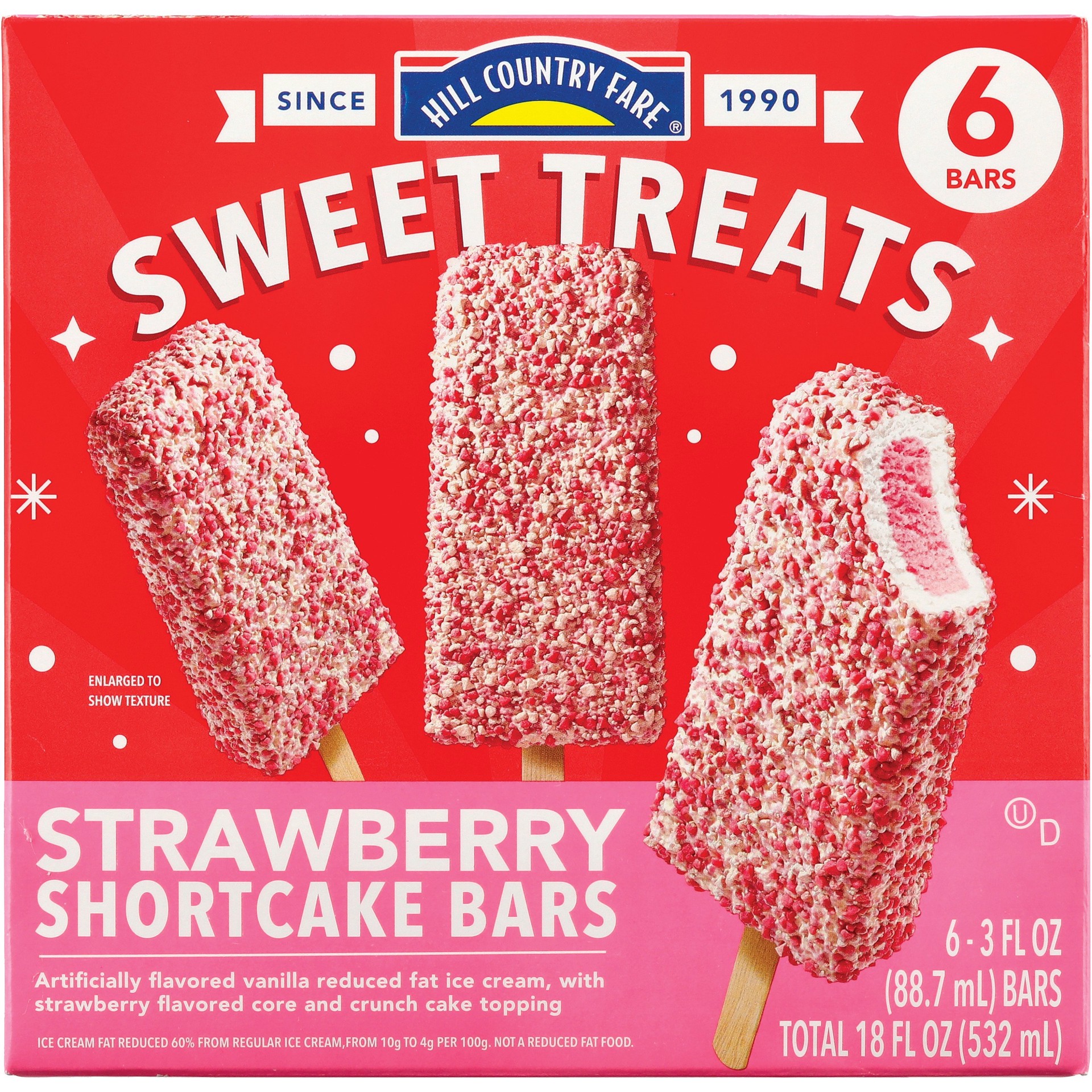 slide 1 of 1, Hill Country Fare Sweet Treats Strawberry Shortcake Ice Cream Bars, 6 ct