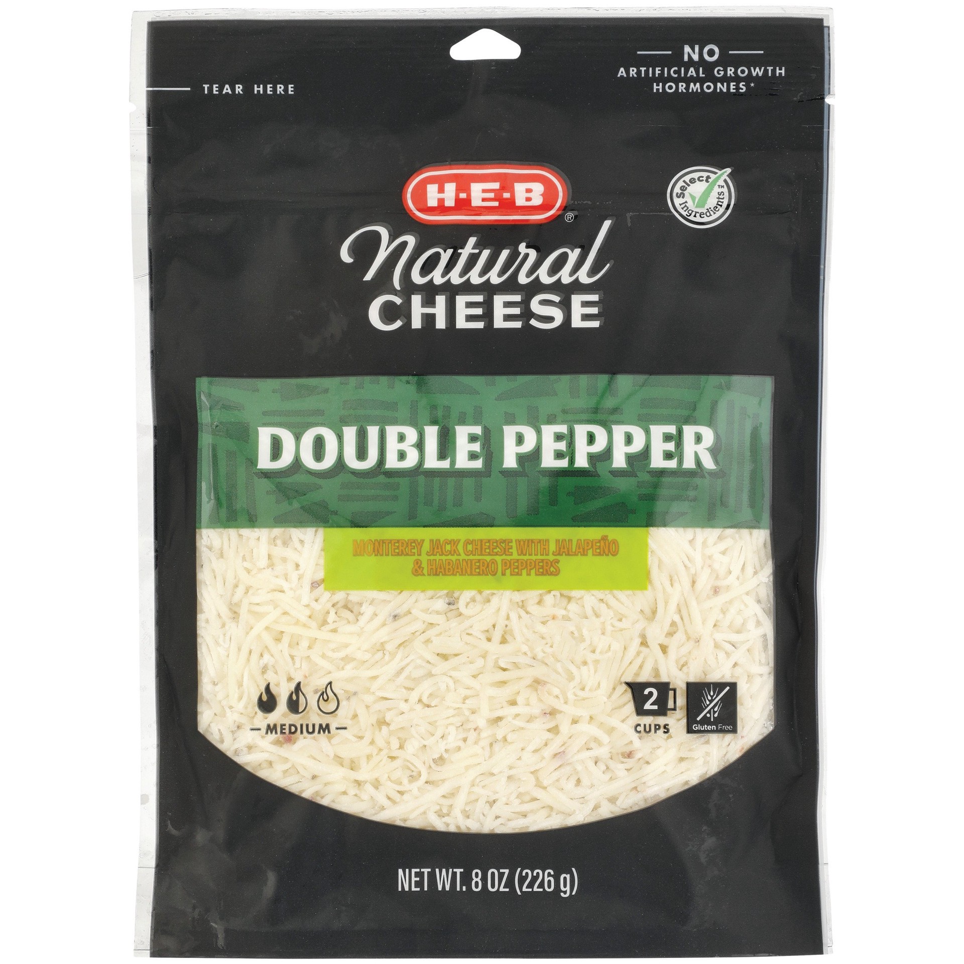 slide 1 of 1, H-E-B Double Pepper Monterey Jack Shredded Cheese, 8 oz