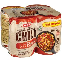 H-E-B Texas Style Chili - No Beans - Value Pack
