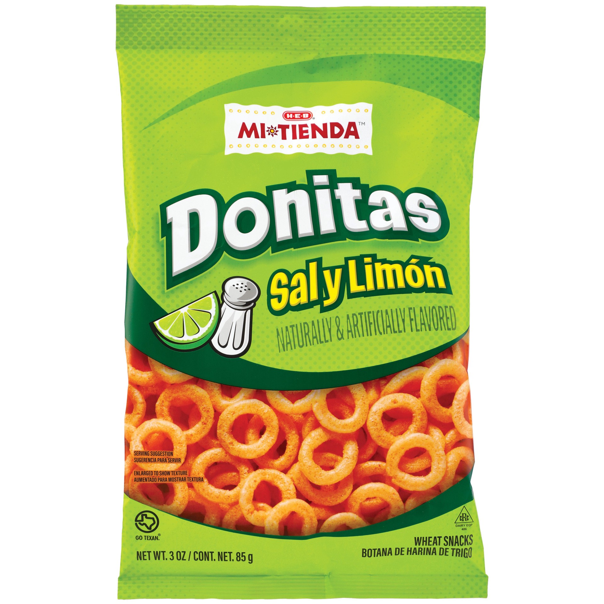 slide 1 of 1, H-E-B Mi Tienda Donitas Wheat Snacks - Sal y Limón, 3 oz