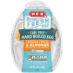 H-E-B Ready, Fresh, Go! Snack Tray - Cage-Free Hard Boiled Egg, Cheddar & Almonds