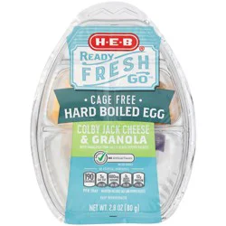 H-E-B Ready, Fresh, Go! Snack Tray - Cage-Free Hard Boiled Egg, Colby Jack & Granola