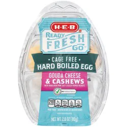 H-E-B Ready, Fresh, Go! Snack Tray - Cage-Free Hard Boiled Egg, Gouda Cheese & Cashews