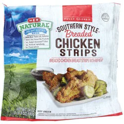 H-E-B Natural Fully Cooked Frozen Southern Style Breaded Chicken Strips