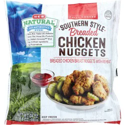 H-E-B Natural Fully Cooked Frozen Southern Style Breaded Chicken Nuggets