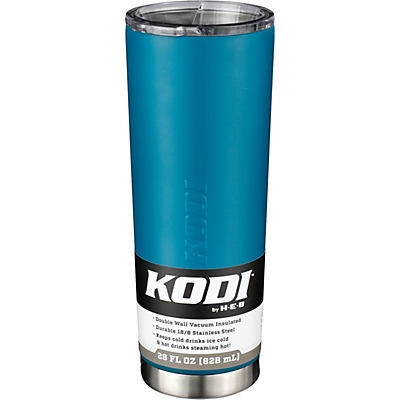 slide 1 of 1, KODI by H-E-B Deep Turqoise Stainless Steel Slim Tumbler, 28 oz