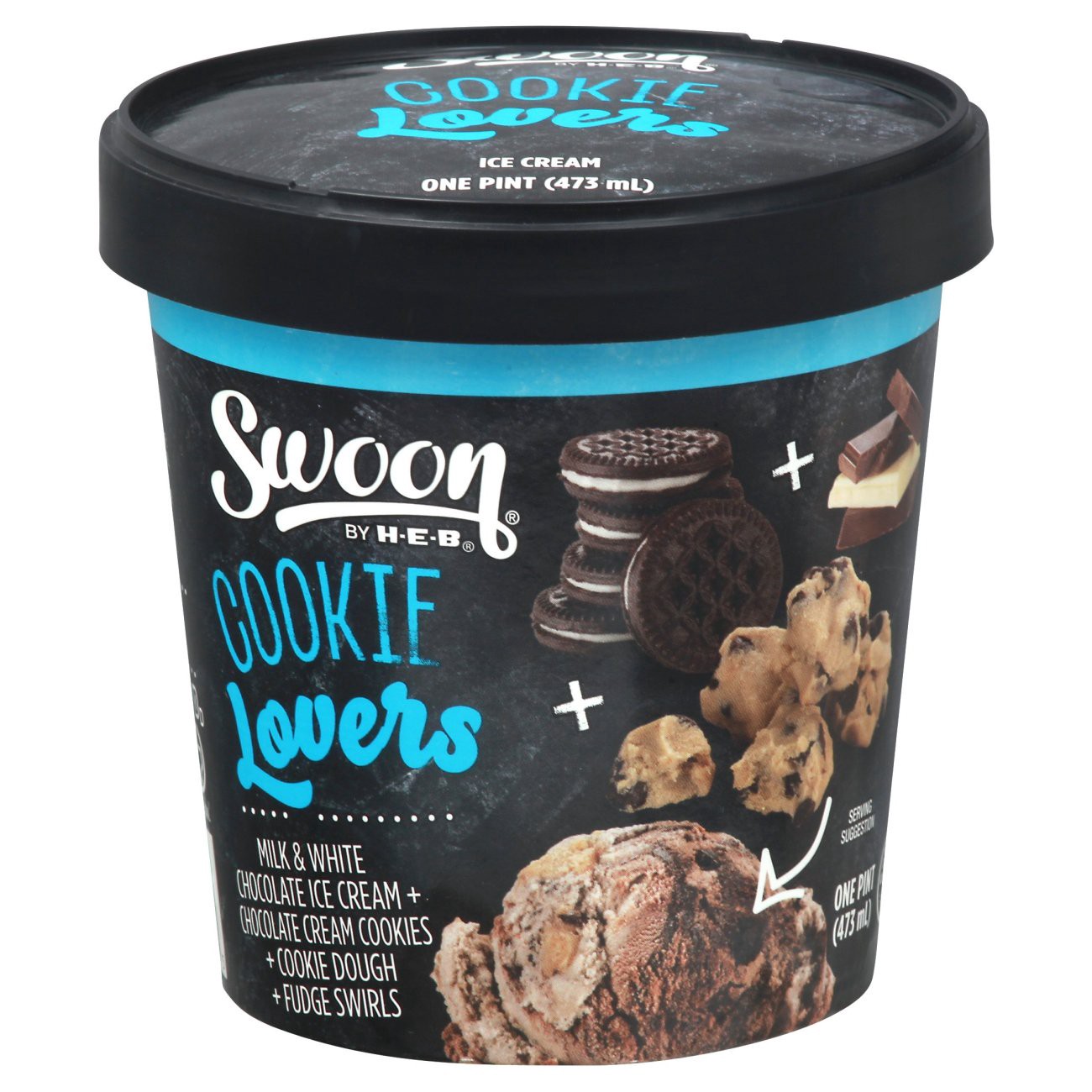 slide 1 of 1, Swoon by H-E-B Cookie Lovers Ice Cream, 1 pint
