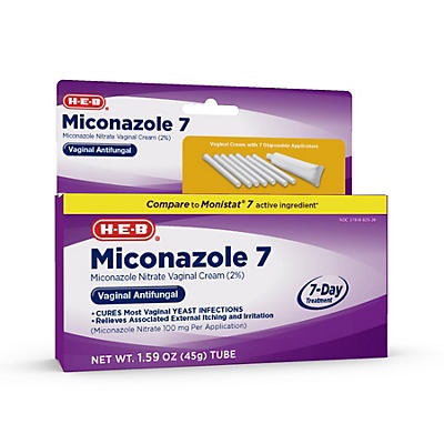 slide 1 of 1, H-E-B Miconazole 7 Day Vaginal Cream, 1.59 oz