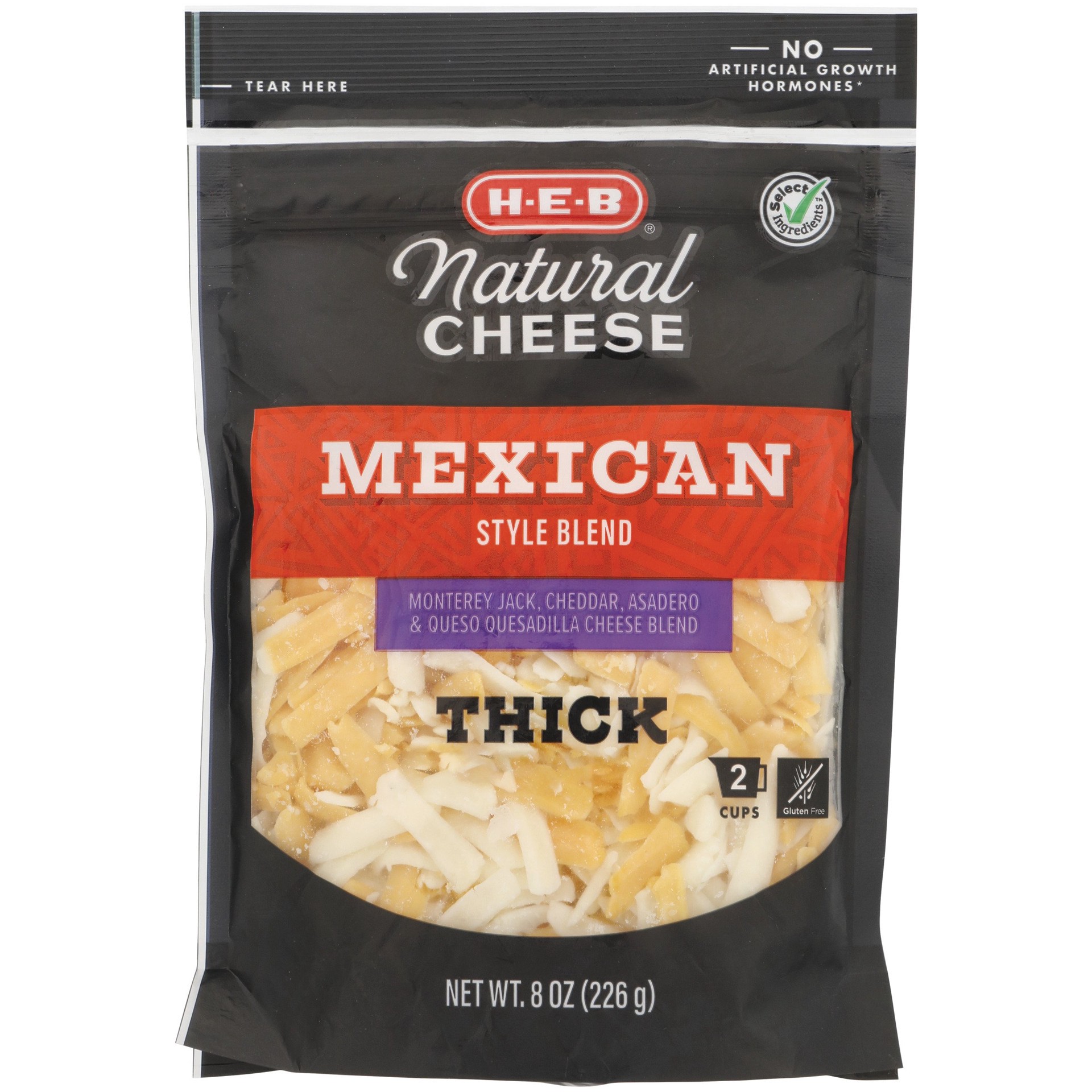 slide 1 of 1, H-E-B Mexican Style Shredded Cheese Blend, Thick Cut, 8 oz