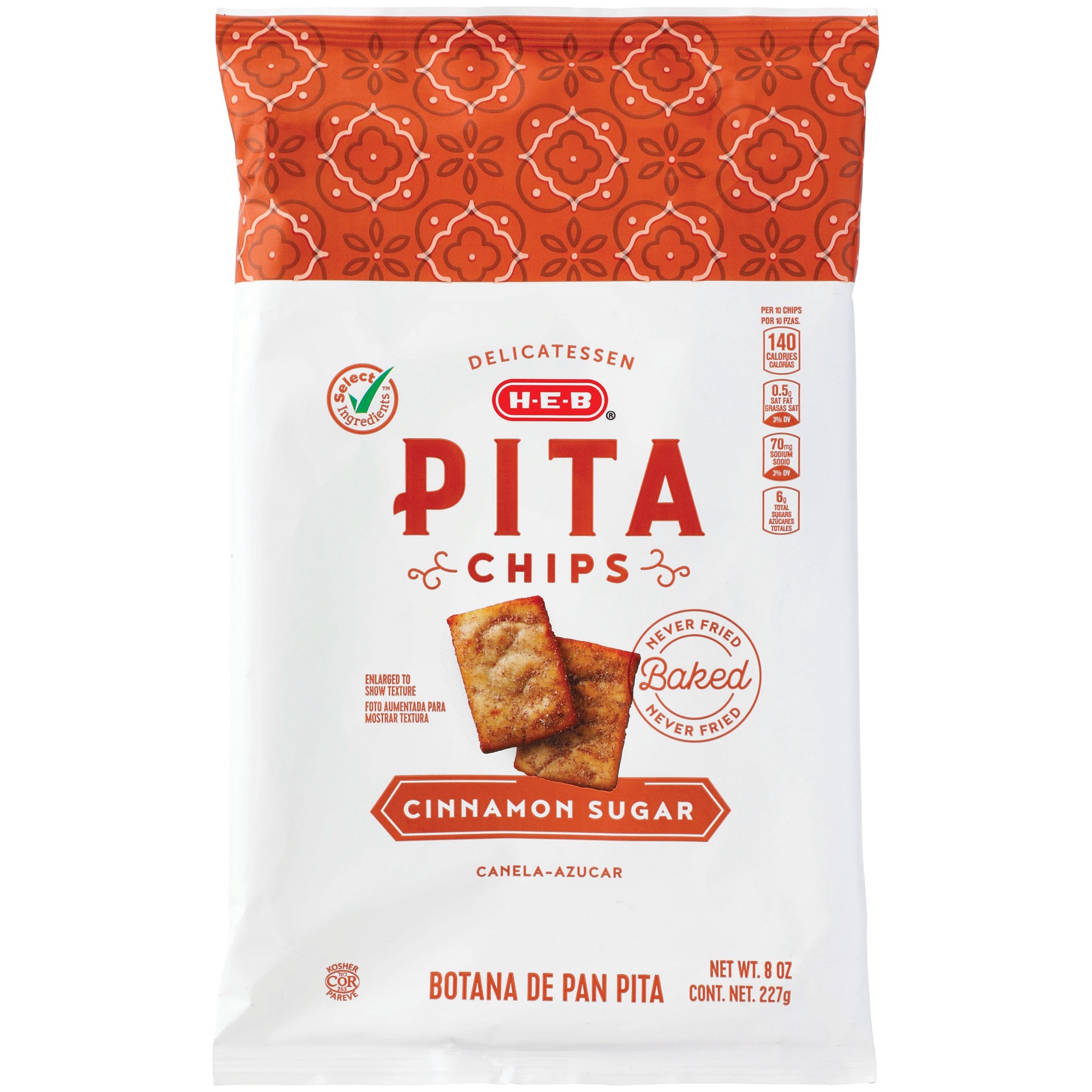 slide 1 of 1, H-E-B Cinnamon Sugar Pita Chips, 8 oz