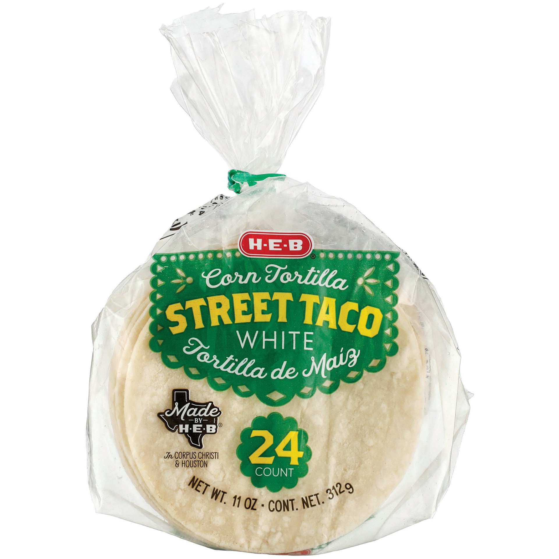 slide 1 of 1, H-E-B Street Taco White Corn Tortillas, 24 ct