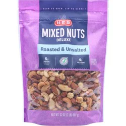 H-E-B Deluxe Unsalted Roasted Mixed Nuts
