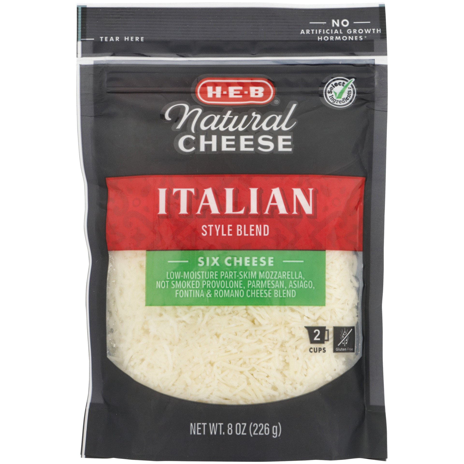slide 1 of 1, H-E-B 6 Cheese Italian Style Shredded Cheese Blend, 8 oz