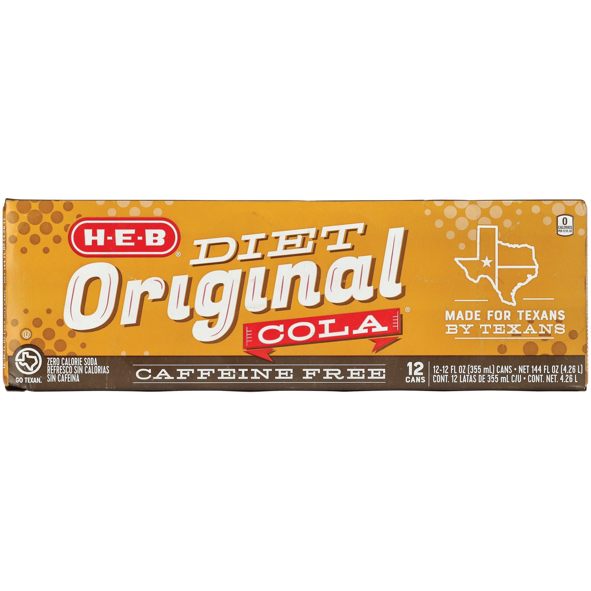 slide 1 of 1, H-E-B Caffeine-Free Diet Original Cola 12 pk Cans, 12 oz