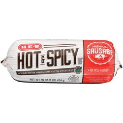 H-E-B Premium Pork Breakfast Sausage - Hot & Spicy