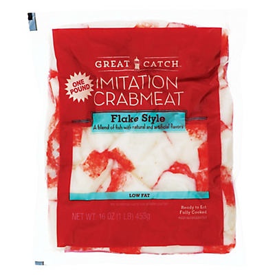 slide 1 of 1, Great Catch Imitation Crab Meat - Flake Style, 16 oz