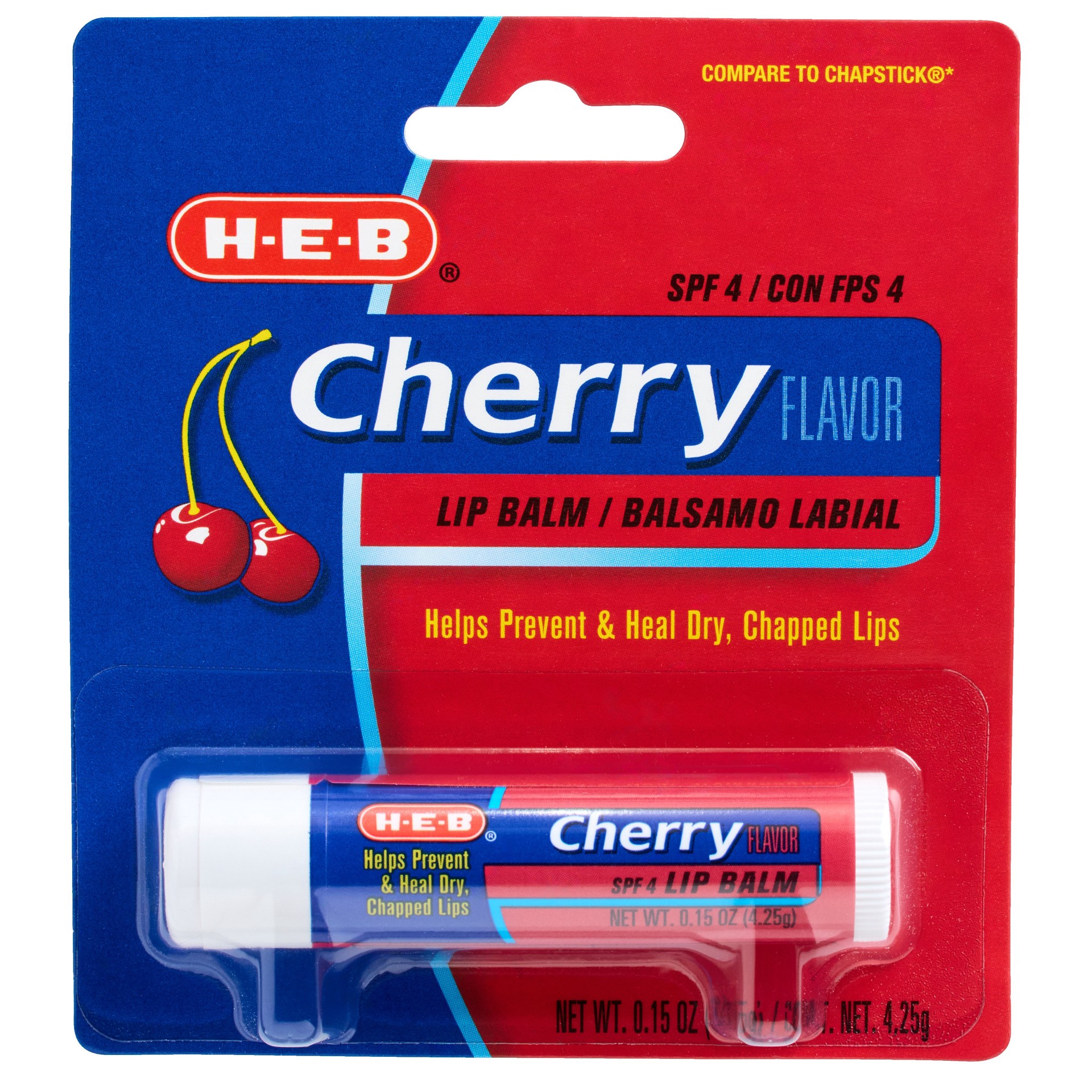 slide 1 of 1, H-E-B Cherry SPF 4 Lip Balm, 1 ct