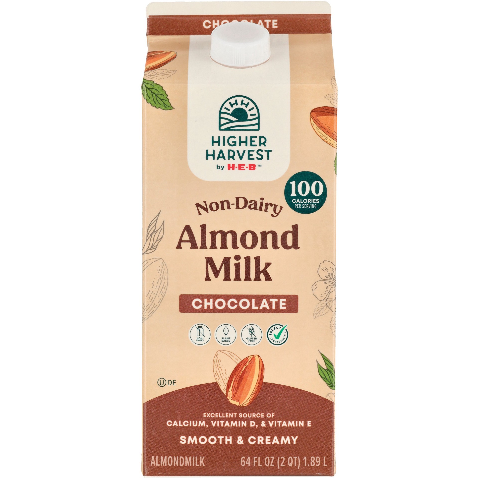 slide 1 of 1, Higher Harvest by H-E-B Non-Dairy Chocolate Almond Milk, 1/2 gal