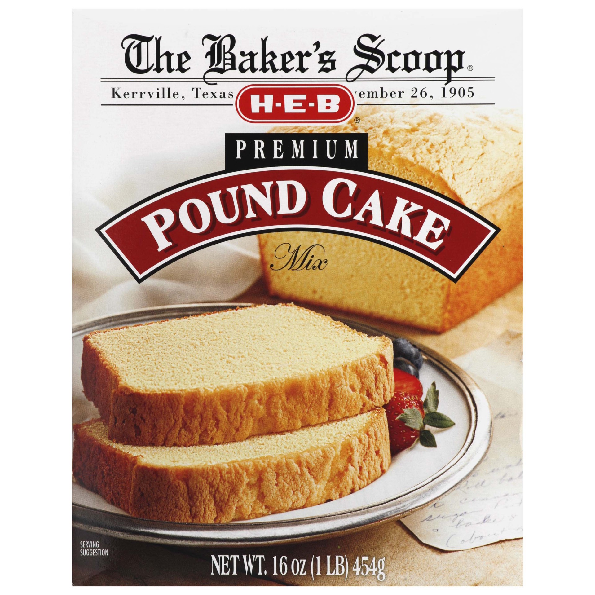 slide 1 of 1, H-E-B The Baker's Scoop Premium Pound Cake Mix, 16 oz
