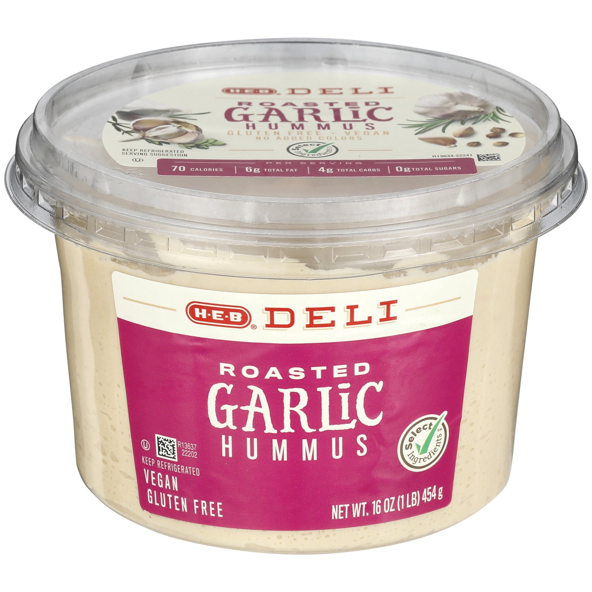 slide 1 of 1, H-E-B Deli Roasted Garlic Hummus, 16 oz