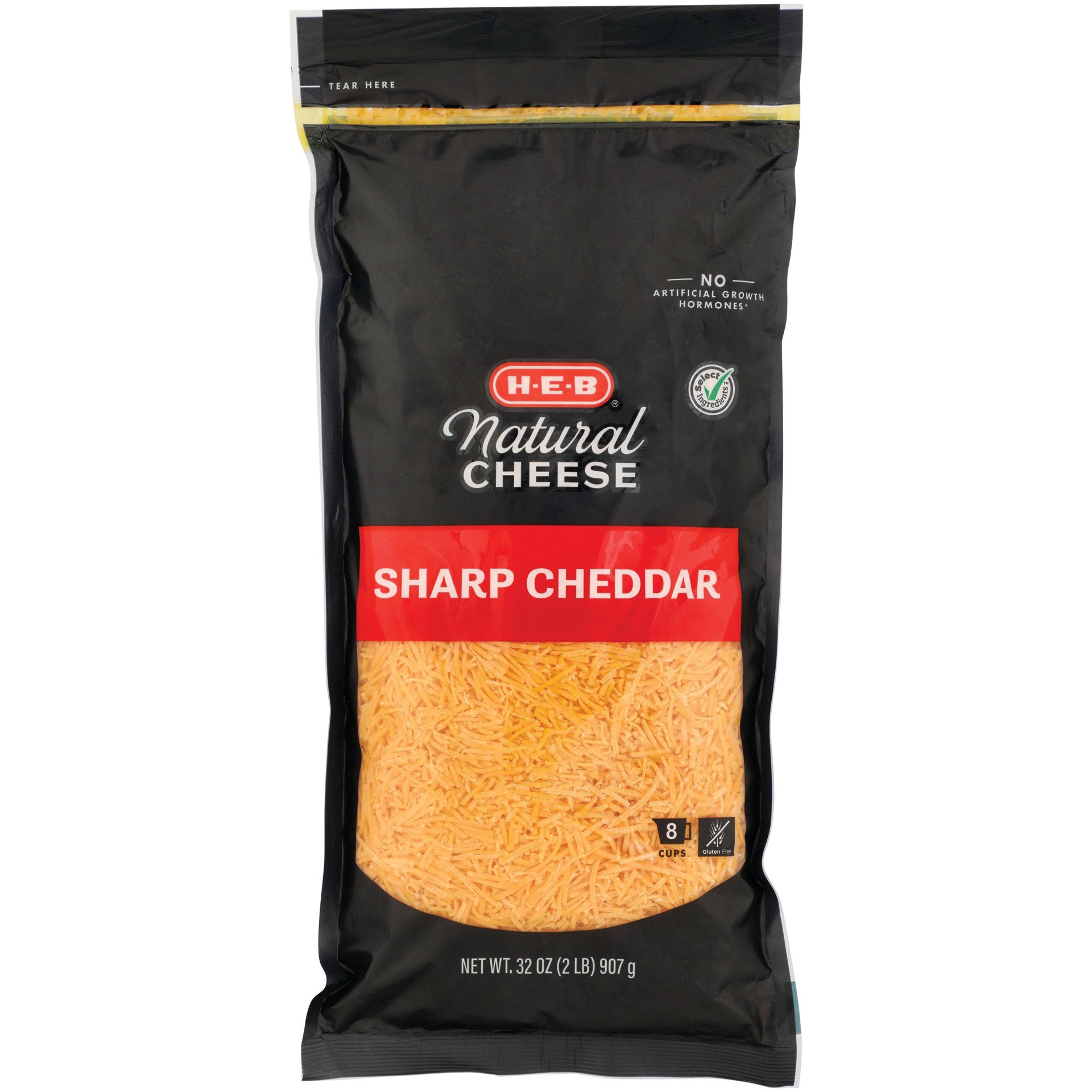 slide 1 of 1, H-E-B Sharp Cheddar Shredded Cheese, 32 oz