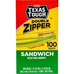 H-E-B Texas Tough Double Zipper Sandwich Bags