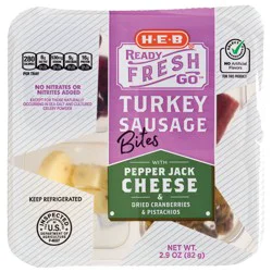 H-E-B Ready Fresh Go Snack Tray - Turkey Sausage Bites & Pepper Jack Cheese