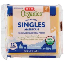 H-E-B Organics Singles American Sliced Cheese, 12 ct