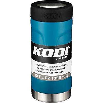 slide 1 of 1, KODI by H-E-B Deep Turquoise Stainless Steel Slim Can Insulator, 12 oz