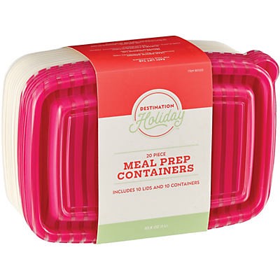 Destination Holiday Summer Stripes Reusable Meal Prep Containers with Lids  - Pink, 10 pk 33.8 oz