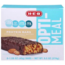 H-E-B Opti-Meal 12g Protein Bars - Chocolate Peanut Butter
