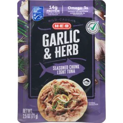 H-E-B Wild Caught Seasoned Chunk Light Tuna Pouch - Garlic & Herb
