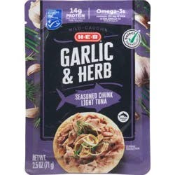 H-E-B Wild Caught Seasoned Chunk Light Tuna Pouch - Garlic & Herb