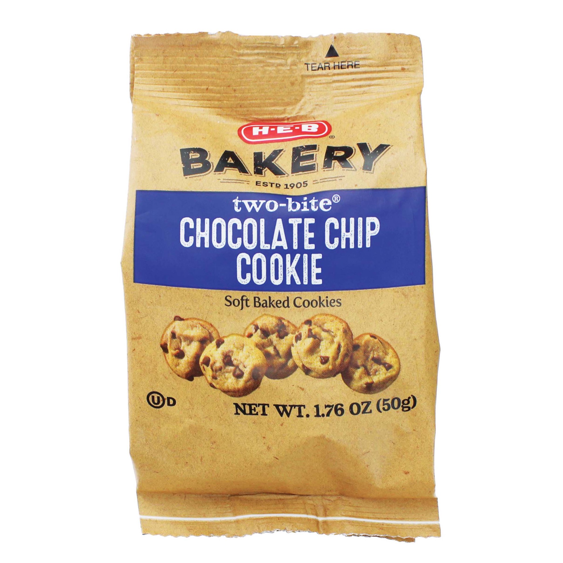slide 1 of 1, H-E-B Bakery Two-Bite Chocolate Chip Cookies, 1.76 oz
