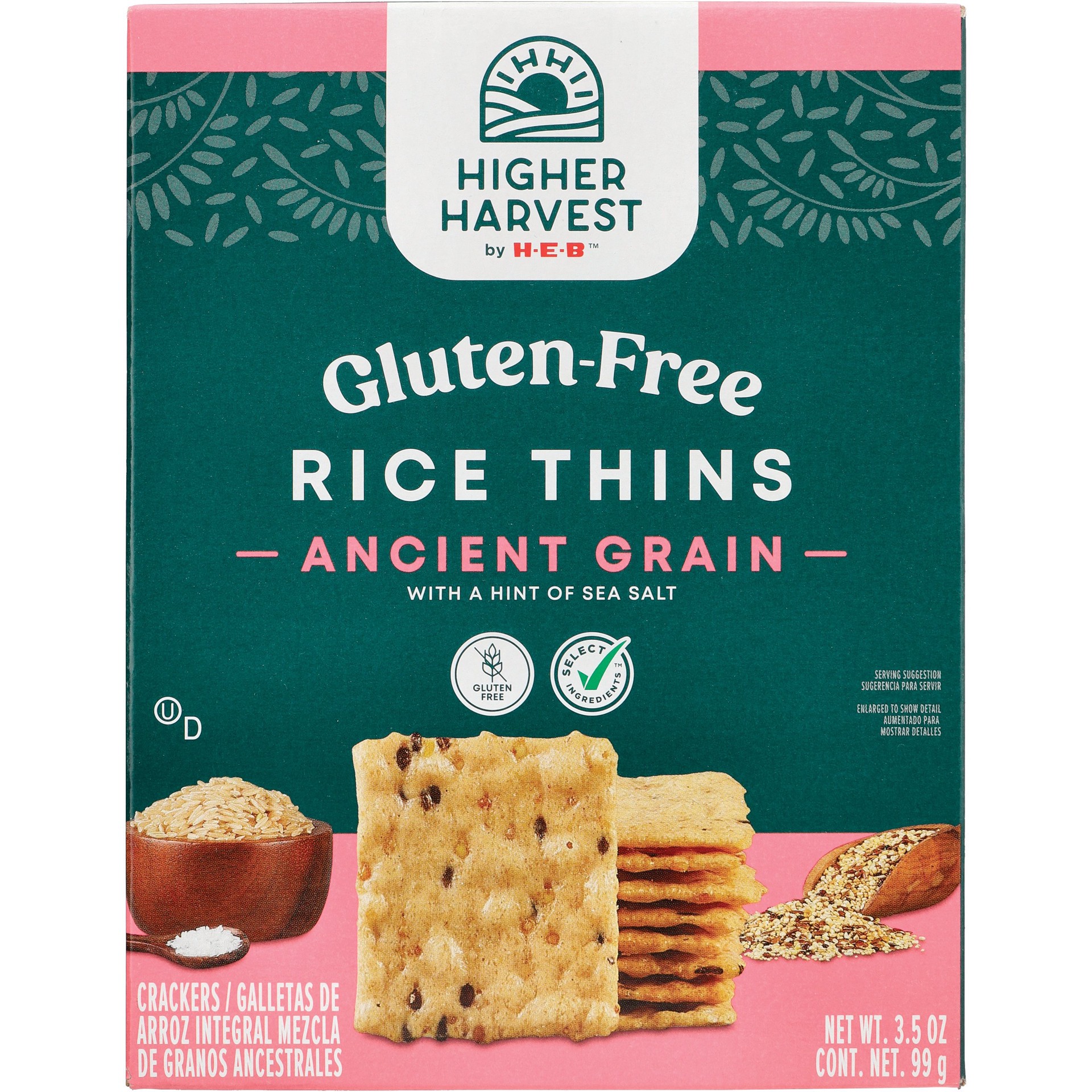 slide 1 of 1, Higher Harvest by H-E-B Gluten Free Rice Thins – Ancient Grain, 3.5 oz