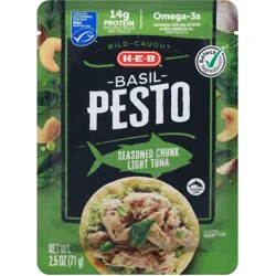 H-E-B Wild Caught Seasoned Chunk Light Tuna Pouch - Basil Pesto