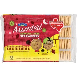 Hill Country Fare Assorted Lemon-Lime & Strawberry Creme Sandwich Cookies - Texas-Size Pack
