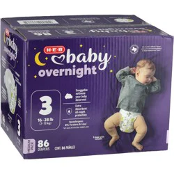 H-E-B Baby Medium Pack Overnight Diapers – Size 3