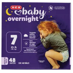 H-E-B Baby Medium Pack Overnight Diapers - Size 7