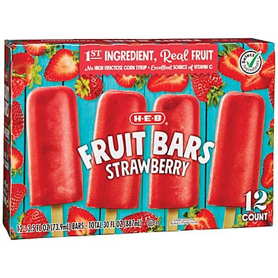slide 1 of 1, H-E-B Select Ingredients Strawberry Fruit Bars, 12 ct