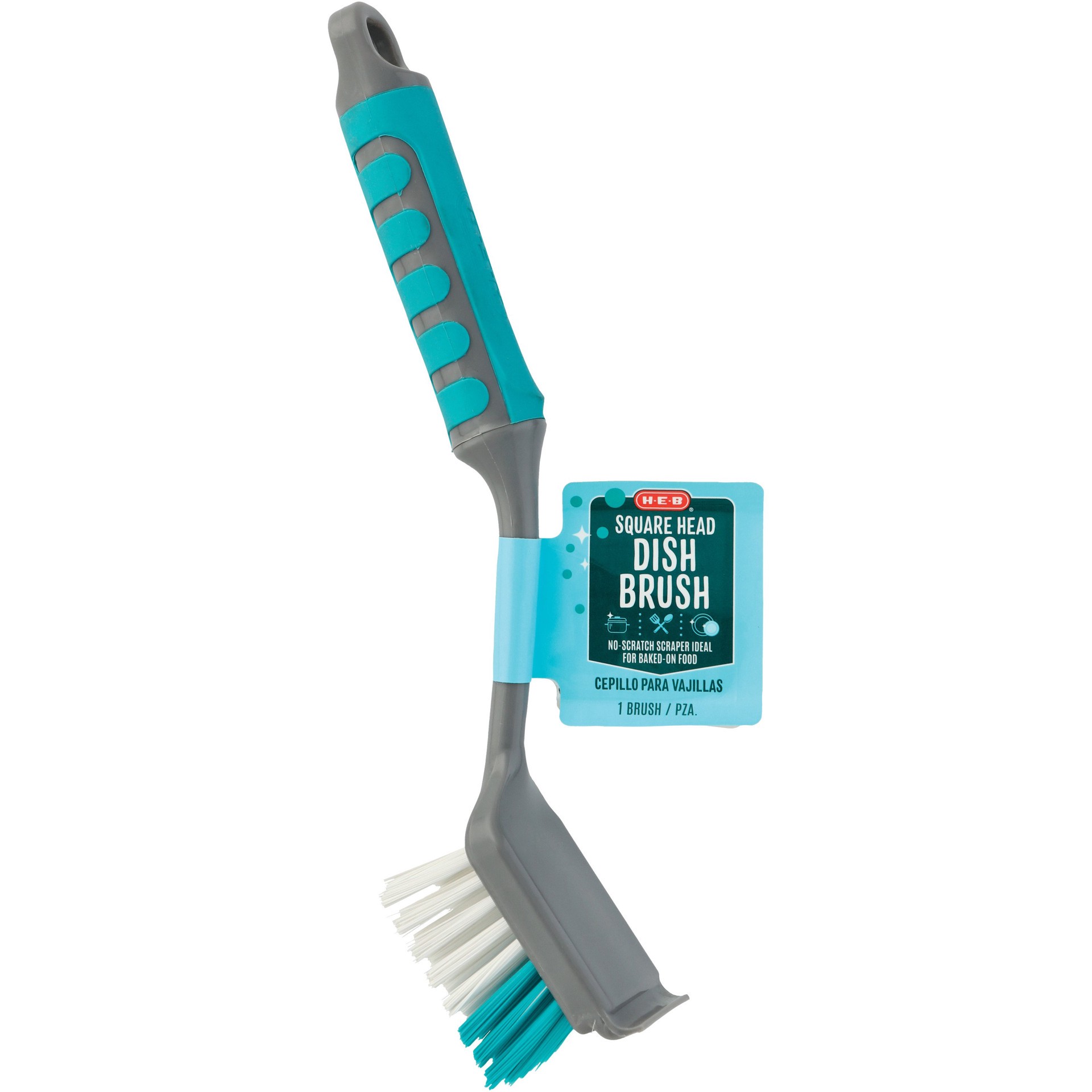 slide 1 of 1, H-E-B No-Scratch Square Head Dish Brush, 1 ct